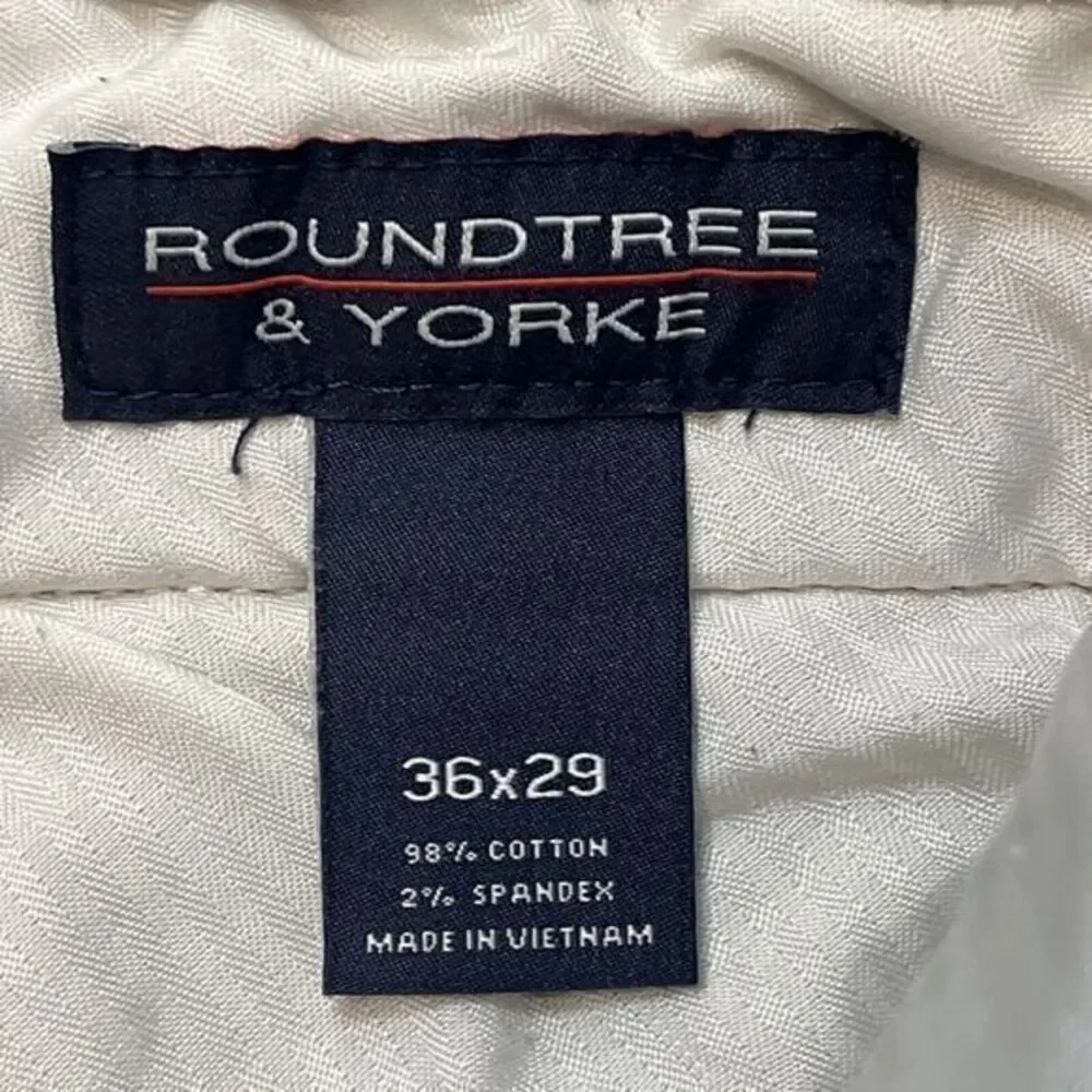 Roundtree Yorke Corduroy Pleated Chino Pants Mens 36x29 (36x26) Cuff‎ Hem Brown